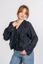 Women's Summer Black Blouse with Ruffle Detail and Tie-Detail 70071