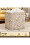Grey Printed Bear Storage Basket With Drawstring Closure - 2
