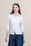 Women's Summer Beige Loose-Sleeved, Waist-Fitted Casual Shirt 70067