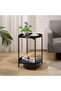 Round Side Table Gold End Table, 2-Tier Metal Tray Snack Table Coffee Table Tea Table Nightstand Sof - 2
