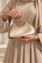 Women's Handbag, Gold-Colored Evening Bag, Moon-Shaped Evening Bag, Shoulder and Clutch Bag with Chain - 3