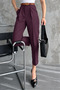 Women's Narrow Leg Pleated Carrot Pants with Belt (Included) Made of Transitional Fabric - 3