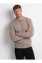 Men's Taupe Color Half-Zip Polo Collar Wool Knit Sweater - 3