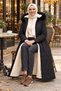 Women's Black Quilted Jacket with Hood, Fur-Lined Design, and Zipper - 4