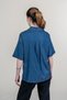 Women's Summer Light Blue Snap-Fastened Short-Sleeved Denim Stretch Shirt with Stone Embellishments and Tulle Details 70025 - 4