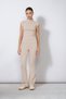 PREMIUM SOFT-TEXTURED ELASTIC-WAIST FLARE PANTS, BEIGE