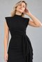 Women's Midi Dress with a Mock Neck and Tie-Detail - 5