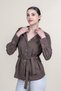 Women's Summer Coffee-Colored TENCEL™ Long-Sleeved Trendy Shirt with Belted Design 70062 - 2