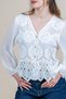 Women's Summer Ecru Shirt with Chiffon Lace and Guipure Lace 70065