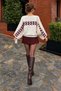 Women's Loose-Fit Sweater with Batwing Sleeves and Wave Pattern - 3