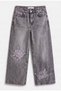 Women's 4w6-13 Super Baggy Embroidered Design Denim Jeans - 7