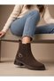 -Genuine Leather Chelsea Boots – Gold Buckles, Thick Soles, Elastic Side Panels - 5
