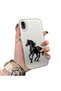 iPhone XR-Compatible Silicone Hard-Edge Back Case with Patterned "Lovers" Design Phone Case