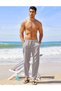 mens Mens Casual Linen Pants Modern/Fitted - 2