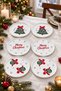 Merry Christmas 6-Piece 16 cm New Year's-Themed Ceramic Cake and Dessert Plate Set
