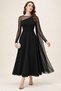 New Season Women's Sandy Dress with Long Sleeves, Half-Crew Neck, and Tulle Detail 32807 - 8
