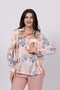 Women's Summer Pink Asymmetrical-Cut Long-Back Patterned Shirt 70019