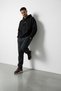 Men's Oversized Hooded Black 3-Ply Brushed Inside Sherpa Sweatshirt with Cartel Print and Kangaroo Pocket - 3
