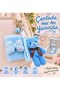 Blue Plush Teddy Bear-Shaped Bag Charm, Keychain, and Blue Plush Bow Makeup Mirror Set - 4