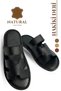 Genuine Leather Men's Slippers - Soft Thick Soled Genuine Velcro Leather Men's Slippers Syringe Black - 3