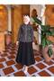 Women's MIDNIGHT Puff-Sleeve Sandy-Print Zippered Ruched Waist Jacket and Flared Skirt Two-Piece Set