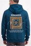 Men's Oversized Hooded "Remember" Back-Printed Kangaroo Pocket Petrol Blue 3-Ply Brushed Inside Sweatshirt