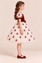 Cherry-Print Puffy Tulle Princess Dress in Burgundy Velvet and Ecru for a Birthday Party - 2