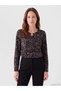 Lcw Grace Black Crew Neck Patterned Blouse