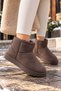 Women's Brown Suede-Look Winter Boots with Fuzzy Lining—Casual, Comfortable Sole Women's Boots