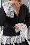 Lace-Detail Anthracite Draped-Sleeve Cardigan - 2