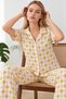 Women's Patterned Yellow Short-Sleeved Pajama Set 4861 - 2