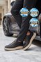 Black Genuine Leather Men's Casual Shoes with Elastic Laces and Memory Foam Soles—Comfortable Shoes by Calm - 2