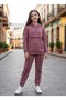Hooded Girl's Tracksuit Set 2 Yarn Sha Fleece-Lined Amuk