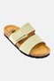 Women Velcro Closure Cork Sandals, Light Olive