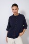 MOCK NECK, RAGLAN-SLEEVED, BUTTONED KNIT CARDIGAN, NAVY BLUE