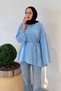 Tunic with Sleeve Detail and Tie-Detail, Baby Blue - 2