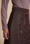 Brown Jacquard Flared Skirt - 5