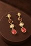 Colored Stone Dangle Brand Model Steel Earrings - 4