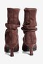 Women's Suede Boots with Ruched Detail, Pointed Toe, and Stiletto Heel—Zerin Brown - 5