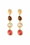 Colored Stone Dangle Brand Model Steel Earrings - 2