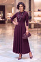 Plum-Colored Pleated Modal Fabric Dress