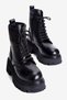 Women's Genuine Leather Zip-Up Combat Boots with Thick Soles - Loras Black