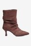 Women's Suede Boots with Ruched Detail, Pointed Toe, and Stiletto Heel—Zerin Brown - 2
