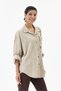 Women's Beige Italian 100% Cotton Velvet Oversized Velvet Shirt with Floral Print on the Back, Sizes 40–46 - 4