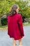 Red Oversized Single-Button Jacket, Woven, Long-Sleeved - 6