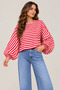 Women's Puff-Sleeve Striped Blouse cty-çtn-9899