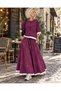 Women's Clothing: Oversized, Loose-Fit Burgundy-Colored Top and Bottom Set - Skirt - Sweatshirt - 4