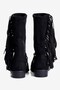 Women's Suede Western Boots with Tasseled Edges and Metal-Accented Design, Rodeo Black - 5