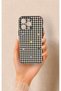 iPhone 13 Pro Max Compatible Silicone Case with Heart-Shaped Plaid Pattern