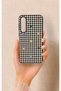 Samsung S25Fe Compatible Silicone Case with Heart-Shaped Plaid Pattern